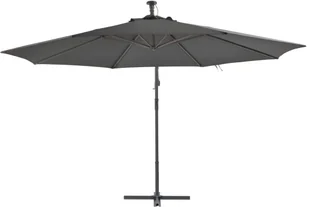 vidaXL Parasol wiszący ze słupkiem aluminiowym, 350 cm, antracytowy - Parasole ogrodowe - miniaturka - grafika 4