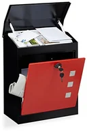 Skrzynki na listy - Relaxdays duża skrzynka na listy, stal, klapa zabezpieczająca, zamek, czerwony - miniaturka - grafika 1