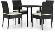Meble ogrodowe - vidaXL 5-cz. zestaw mebli ogrodowych, polirattan, czarny - miniaturka - grafika 1