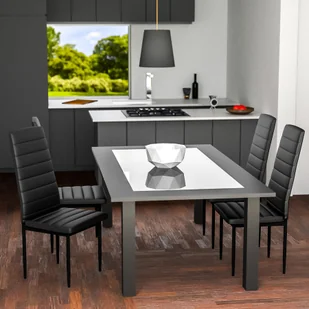 tectake 8 krzesła do jadalni, sztuczna skóra - czarny 404118 - Krzesła - miniaturka - grafika 2