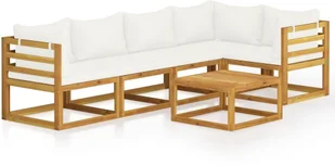 vidaXL 6-cz zestaw wypoczynkowy do ogrodu kremowe poduszki akacja 3057656 - Meble ogrodowe - miniaturka - grafika 2