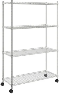 vidaXL 4-poziomowy regał na kółkach, 90x35x142 cm, chrom, 200 kg 324627 - Szafy i regały magazynowe - miniaturka - grafika 2