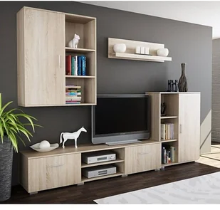 Zestaw mebli do salonu pod tv dąb sonoma Z5-K73 - Meblościanki Zestaw mebli do salonu pod tv dąb sonoma Z5-K73 - Meblościanki - miniaturka - grafika 1