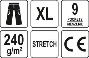 YATO SPODNIE ROBOCZE Z ELASTANEM I ODBLASKOWYMI WSTAWKAMI CZARNE ROZM XL - Odzież robocza - miniaturka - grafika 10