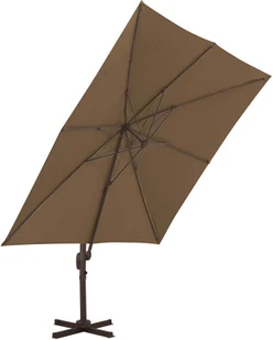 vidaXL Parasol wiszący z aluminiowym słupkiem, 300x300 cm, taupe - Parasole ogrodowe - miniaturka - grafika 5