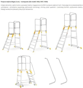 ALOSS 996 99674602 Drabina magazynowa mostek jednostronny wysokość robocza 3,08m) 74602-uniw - Drabiny - miniaturka - grafika 16