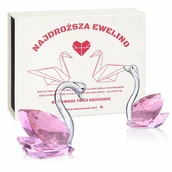 Gadżety dla niej i dla niego - Murrano Łabędzie kryształowe w pudełku z nadrukiem dla dziewczyny żony na wal KRSZ-LB-029 - miniaturka - grafika 1