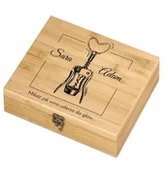 Zestawy do wina - Murrano Elektryczny korkociąg zestaw do wina w skrzynce z nadrukiem dla pary ZDW5-002 - miniaturka - grafika 1