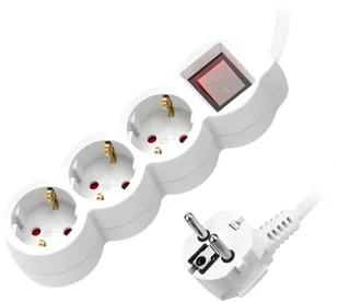Orno Polska sp. z o.o. Przedłużacz 3-krotny 2P+Z (schuko), z wyłącznikiem, 3m H05VV-F 3x1,0mm2, Imax=10A, biały ORAE13146(GS)/W/3M - Wyłączniki światła i elektryczne - miniaturka - grafika 2