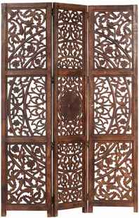 vidaXL vidaXL Parawan 3-panelowy, rzeźbiony, brązowy 120x165 cm, drewno mango - Parawany - miniaturka - grafika 23
