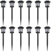 Lampy ogrodowe - vidaXL Zewnętrzne lampy solarne LED 12 szt. ze szpikulcem 8,6 x 38 cm - miniaturka - grafika 1