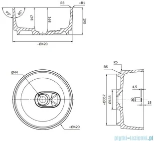 Omnires Cadence umywalka nablatowa 42 cm biały połysk CADENCER420BP | - Umywalki - miniaturka - grafika 2