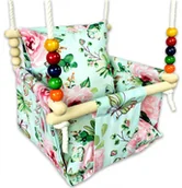 Leżaczki i huśtawki - Huśtawka dziecięca drewniana w kwiaty T4-N95 - miniaturka - grafika 1