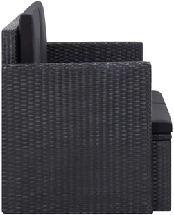 vidaXL 2 osobowa sofa ogrodowa z poduszkami czarna polirattan 45784 45784 - Sofy ogrodowe - miniaturka - grafika 4