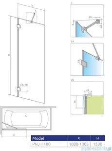 Radaway Essenza Pro Gold Pnj II parawan nawannowy 100cm L/P przejrzyste 10101100-09-01 | - Akcesoria do armatury i ceramiki - miniaturka - grafika 2