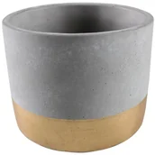 Donice - SPLENDID Osłonka doniczki cementowa Enar 21 cm szaro złota Splendid - miniaturka - grafika 1