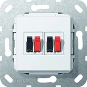 Wyłączniki światła i elektryczne - Gira 569303 przyłącze głośników 2-krotnie zastosowania, czysta biel - miniaturka - grafika 1