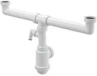 Syfony - Alca plast PODWÓJNY PÓŁSYFON ZLEWOZMYWAKA Z NAKRĘTKAMI 6/4" I PRZYŁĄCZEM ,BUTELKOWY A448P-DN50/40 - miniaturka - grafika 1