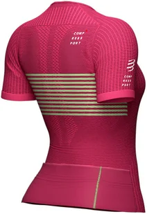 Compressport Triathlonowa koszulka kompresyjna damska TRI POSTURAL SS TOP różowo-zielona - Bielizna sportowa damska - miniaturka - grafika 3
