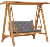 Huśtawki - vidaXL Lumarko Huśtawka ogrodowa z szarą poduszką, 170 cm, lite drewno tekowe 3062878 - miniaturka - grafika 1