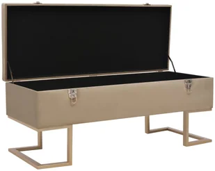 vidaXL Ławka ze schowkiem, 105 cm, beżowa, aksamitna vidaXL - Ławki do przedpokoju - miniaturka - grafika 2
