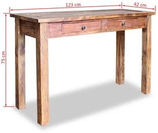 vidaXL Stolik konsola, lite drewno z odzysku, 123 x 42 75 cm - Konsole i sekretarzyki - miniaturka - grafika 5