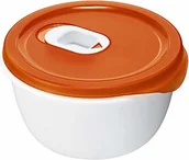 Akcesoria i części do mikrofalówek - Rotho Rotho Micro Clever miska do kuchenki mikrofalowej 0,8 l z pokrywką i zaworem, tworzywo sztuczne (PP), nie zawiera BPA, czerwona/biała, 0,8 l (16,0 x 16,0 x 8,5 cm) 1737002792 - miniaturka - grafika 1