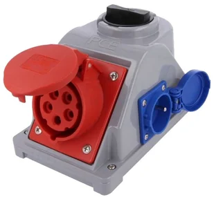 PCE Gniazdo siłowe z wyłącznikiem seria COMBO-POL 16A 400V 3P+Z+N gniazda 2x230V, wył. 0-1 96061542W - Osprzęt siłowy - miniaturka - grafika 3