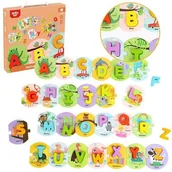 Układanki dla dzieci - Tooky Toy TOOKY TOY Puzzle Układanka Nauka Alfabetu Liter Słów Alfabet Grube Klocki 26 el. - miniaturka - grafika 1
