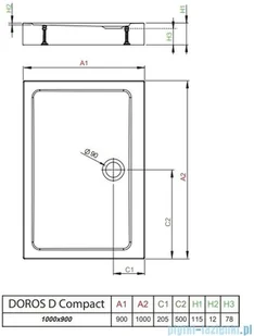 Radaway Doros D Compact Stone brodzik 100x90 biały SDRD1090-05-04S - Brodziki prysznicowe - miniaturka - grafika 2