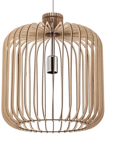 Euluna Lampa wisząca Paz drewniane lamele cylinder  45cm - Lampy sufitowe - miniaturka - grafika 3