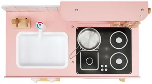 Mamabrum Drewniana kuchnia retro z fartuszkiem i akcesoriami - różowa WOODEN KITCHEN 291 - Zabawki AGD - miniaturka - grafika 11