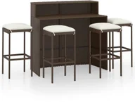 Meble ogrodowe - vidaXL 5-cz. zestaw mebli barowych do ogrodu, z poduszkami, brązowy 3064878 - miniaturka - grafika 1