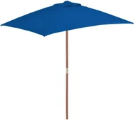 Parasole ogrodowe - vidaXL Parasol ogrodowy na drewnianym słupku, niebieski, 150x200 cm 313885 - miniaturka - grafika 1