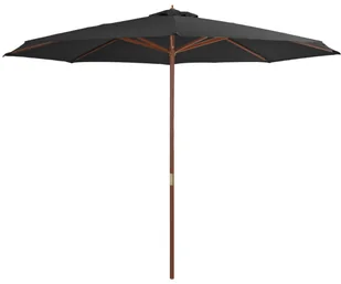 vidaXL Parasol ogrodowy na drewnianym słupku, 350 cm, antracytowy - Parasole ogrodowe - miniaturka - grafika 2