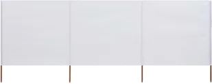 vidaXL Parawan 3-skrzydłowy z tkaniny, 400x80 cm, piaskowy biały vidaXL - Pawilony ogrodowe - miniaturka - grafika 2