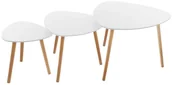 Ławy i stoliki kawowe - Atmosphera Créateur d'intérieur Atmosphera Créateur dintérieur Nowoczesny zestaw 3 stolików kawowych każdy w innym rozmiarze białe blaty nóżki dębowe do salonu i sypialni | 157052A - miniaturka - grafika 1
