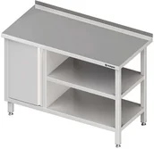 Stoły gastronomiczne - Stalgast Stół przyścienny z szafką z drzwiami skrzydłowymi (L) i dwoma półkami 1 - miniaturka - grafika 1