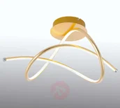 Lampy sufitowe - Leuchten Direkt Lampa sufitowa LED Violetta, zakrzywiona, złota - miniaturka - grafika 1