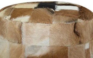 vidaXL Okrągły puf, prawdziwa skóra, 50 x 50 x 45 cm - Taborety i hokery - miniaturka - grafika 7