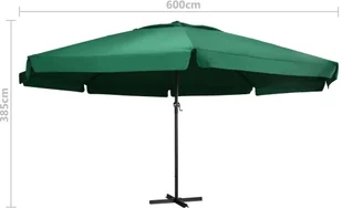vidaXL Parasol ogrodowy na słupku aluminiowym 600 cm zielony  47371 - Parasole ogrodowe - miniaturka - grafika 7