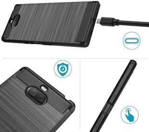 Sony Braders Elastyczne etui pokrowiec Carbon Case do Xperia 10 niebieski - Etui i futerały do telefonów - miniaturka - grafika 3