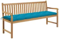 Ławki ogrodowe - vidaXL Ławka ogrodowa z niebieską poduszką, 175 cm, lite drewno tekowe 3062803 - miniaturka - grafika 1