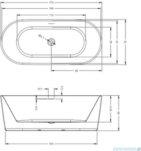 Riho Modesty wanna wolnostojąca z hydromasażem Sparkle Mood 170x76cm BD09005S1WI1144 - Wanny - miniaturka - grafika 2