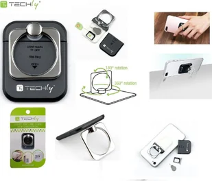 Techly Uchwyt do smartphone RING HOLDER Black I-SMART-RINGB 102680 - Pozostałe akcesoria do telefonów - miniaturka - grafika 2