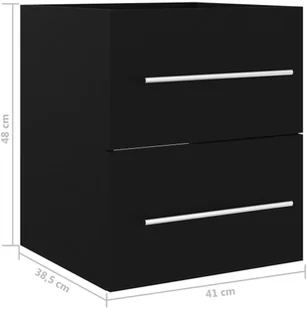 VidaXL Lumarko Szafka pod umywalkę, czarna, 41x38,5x48 cm, płyta wiórowa 804684 VidaXL - Meble łazienkowe - miniaturka - grafika 7