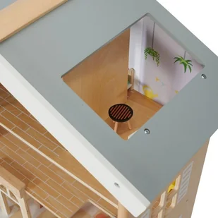 Classic World Duży Drewniany Domek dla Lalek 2 Figurki NATURALNE DREWNO 28 el. CW50552 - Domki dla lalek - miniaturka - grafika 3