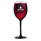 Gadżety dla niej i dla niego - Murrano Kieliszek grawerowany do wina z czarną nóżką onyx dla pary na święta SKI-ONYX-004 - miniaturka - grafika 1