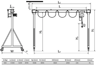 Vidaxl 339 DOSTAWA GRATIS! 33966201 bramowa skręcana miproCrane DELTA 300 wciągnik łańcuchowy elektryczny zintegrowany z wózkiem + kaseta sterująca udźwig 500 kg rozpiętość 4000 mm wysokość podno 66201-uniw - Wciągarki - miniaturka - grafika 2