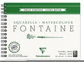 Notesy i bloczki - Clairefontaine 96320 °C malblock, o podwójnej spirali papier akwarelowy grube ziarno Torchon, Fontaine/szmat, 18 x 24 cm, opakowanie 12 arkuszy, 300 G, biały 96320C - miniaturka - grafika 1